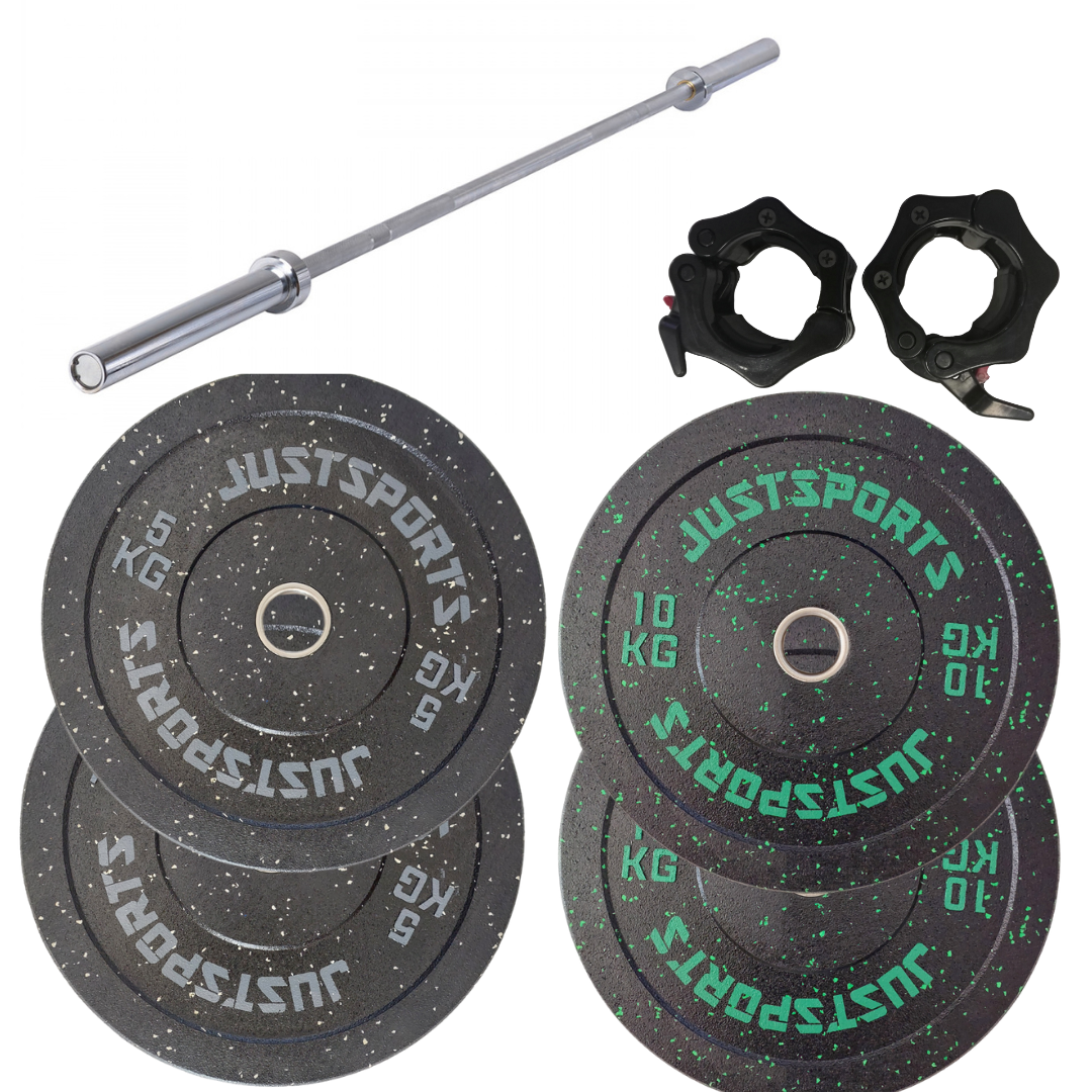 15kg bar set 2 x 5kg x10kg Hi temp Bumpers