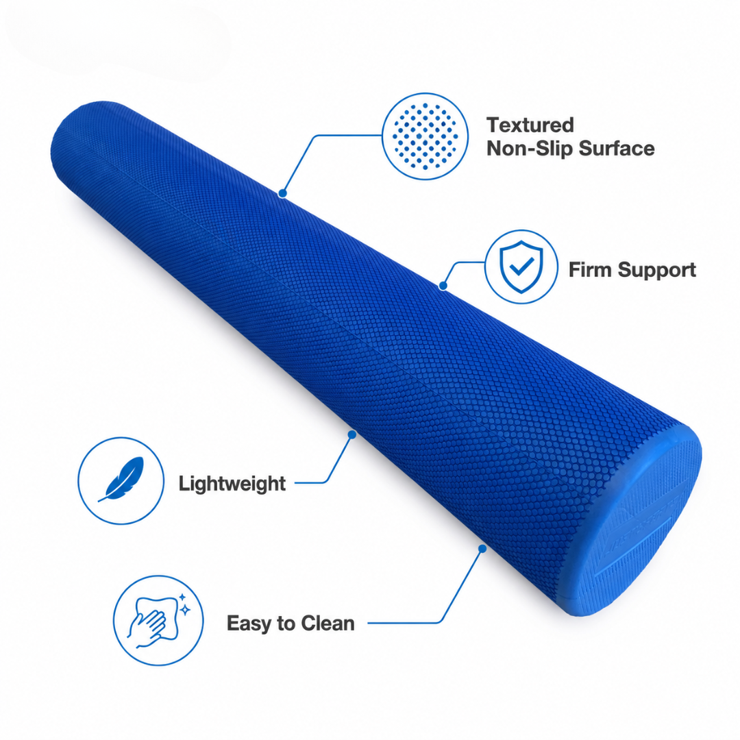 Justsports 90cm High-Density EVA Foam Roller – Full Body Recovery, Pilates, Yoga & Physio